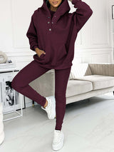 Casual Hooded Sweater Thickened Thread Fitted Vest Pants Three-piece Set