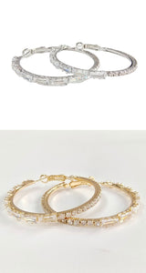 Simple Gold Ladies Zircon Earrings European And American Big Earrings