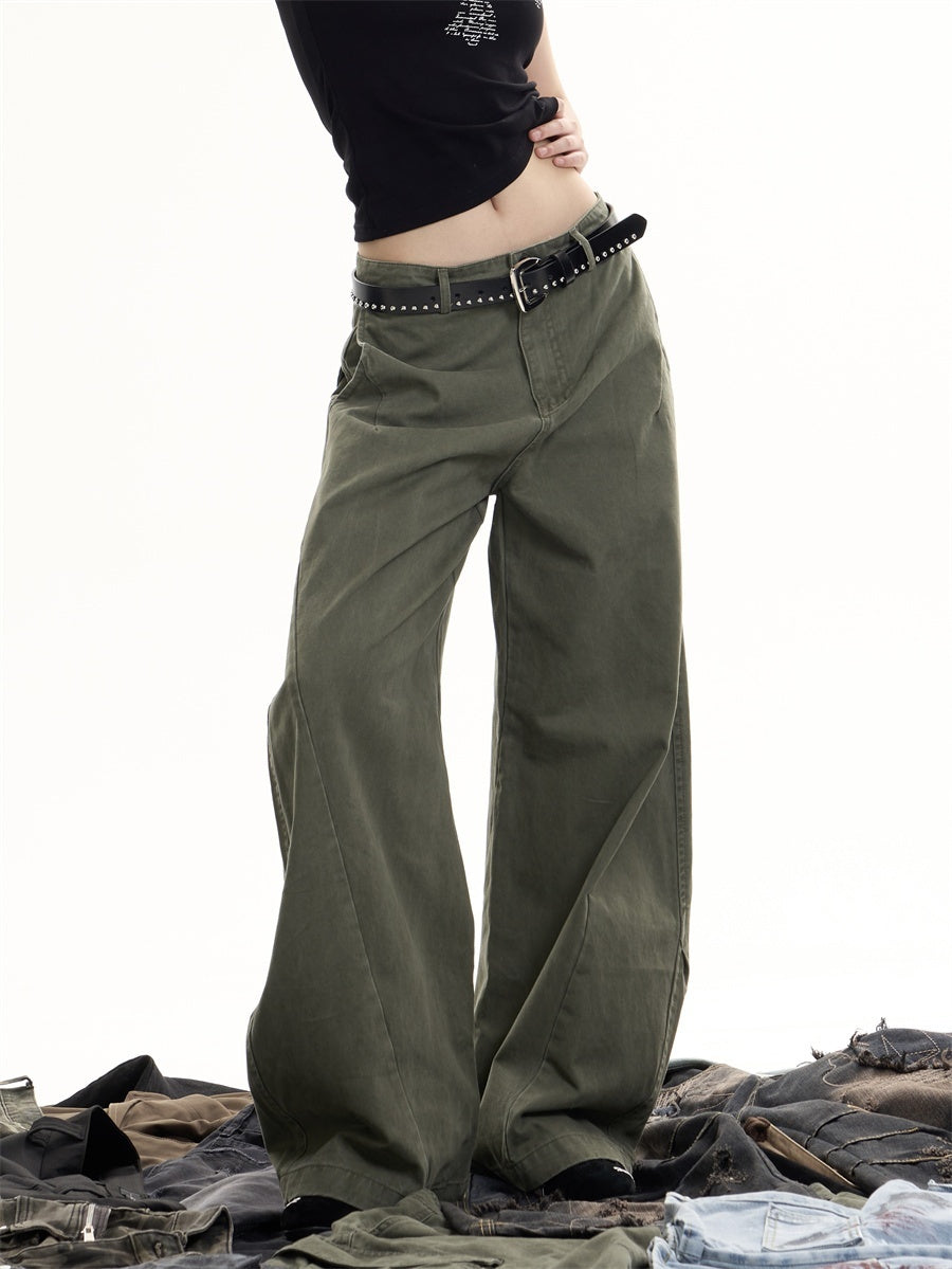 Retro Washed Deconstruction Machete Overalls Women's Loose Straight All-matching Wide Leg