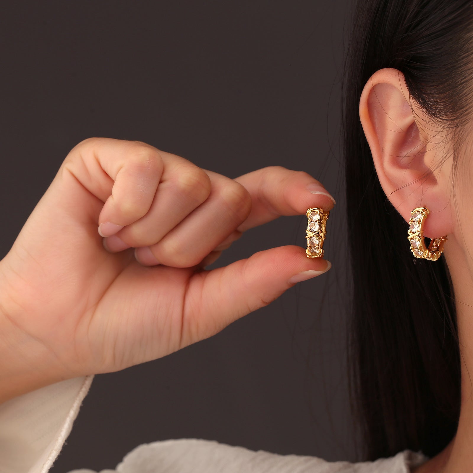 Geometric Simple Hexagonal Clover Cross Earrings