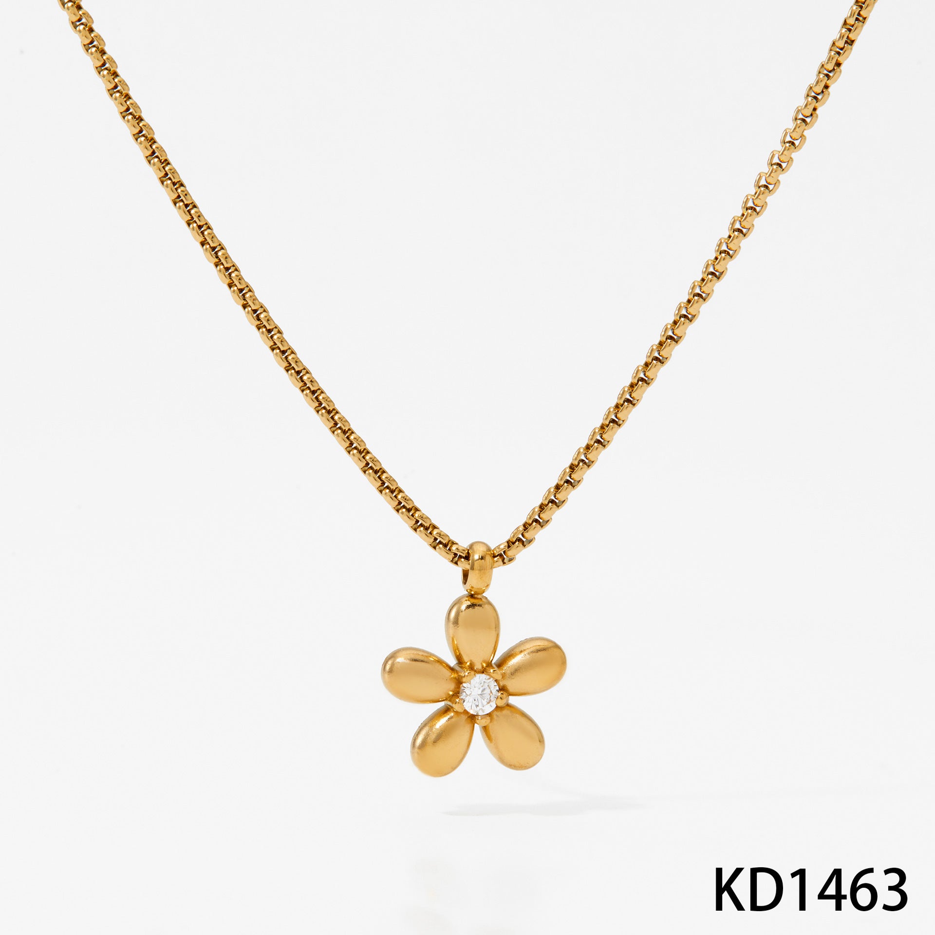New Stainless Steel Flower Bracelet Necklace And Earring Suit Simple Fashion