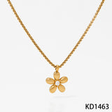 New Stainless Steel Flower Bracelet Necklace And Earring Suit Simple Fashion