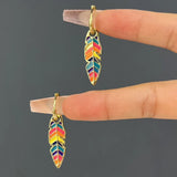 Summer Colorful Oil Necklace Leaves Cactus Earrings