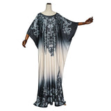 African Plus Size Women's Printed Pattern Bat Sleeve Dress