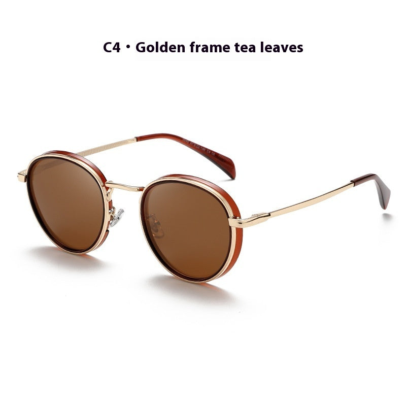 Round Frame Retro Sun Glasses Reflective Lenses