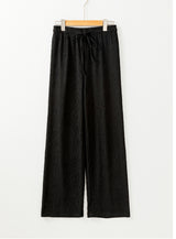 Black Textured Loose Drawstring Pants