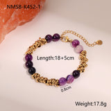 Retro Design Natural Stone Stainless Steel Bracelet Plated With Real Gold Special-interest