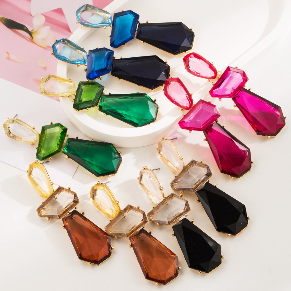 European And American Irregular Geometric Polygon Earrings