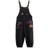 Women's Fashion Plus Size Age Reduction Print Suspender Jeans