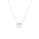 European And American Hollow Heart Shape With Diamond Pendant Stainless Steel Necklace