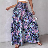Women's Retro Floral Printed Waist-controlled Wide-leg Pants