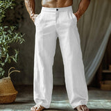 Men's Linen Button Slant Pocket Breathable Trousers