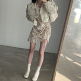 Chic Lapel Double Pocket Leather Top Leather Coat