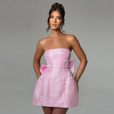 Fashion Tube Top Bow Dress Women