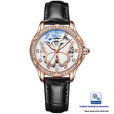 Butterfly Dial Fashion Diamond-embedded Watch Women's Waterproof Automatic Mechanical Watch