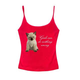 Cute Cat Letter Print Vest Sling Girl Slim Fit
