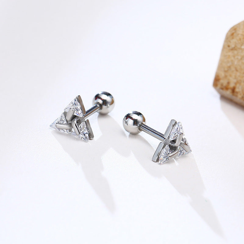 Fashion Simple Men's Zircon Triangle Earrings