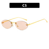 Fashion Personality Metal Frameless Oval Rivet Sun Glasses