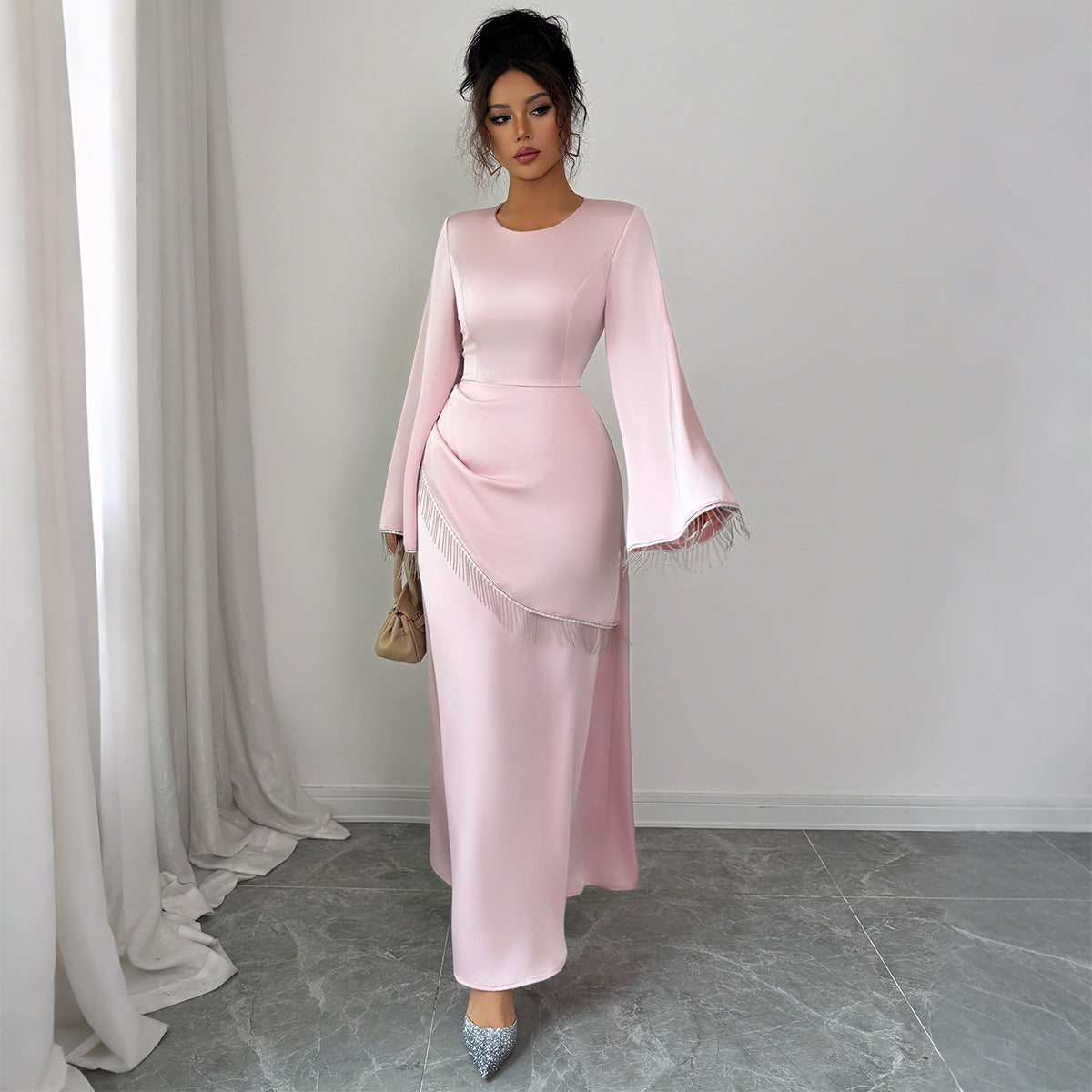 Simple Style Advanced Long Sleeve Dress Women's Clothing