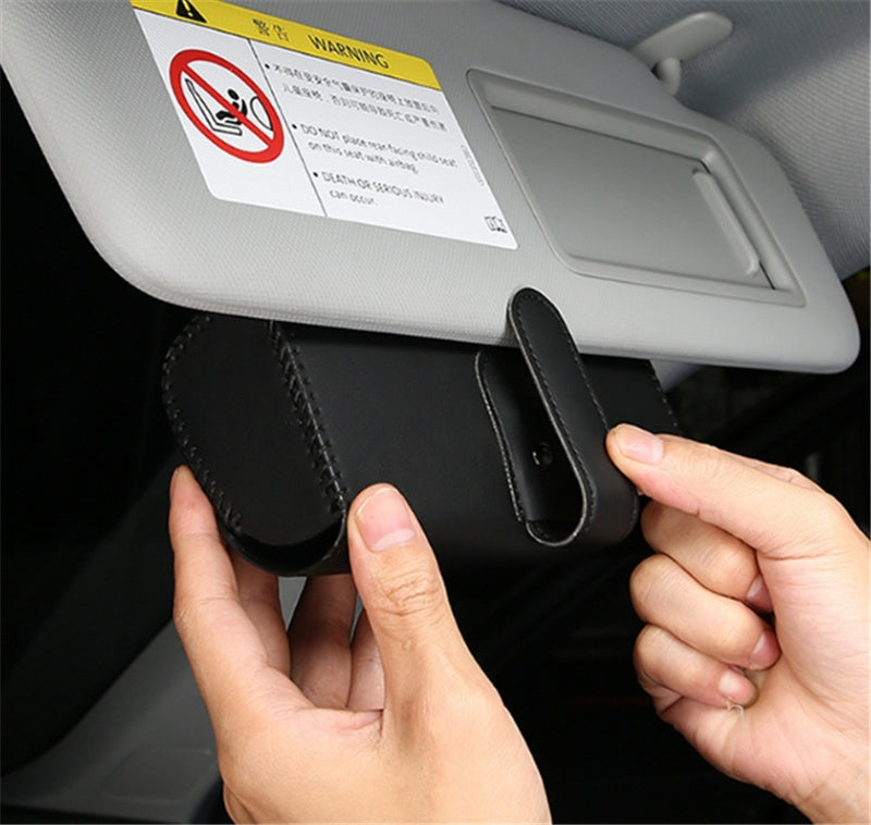 Car Hand-sewn Glasses Case Sun Visor Storage Box