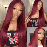 Body Wave Human Hair Wig 13x4 HD Burgundy Lace Front Wig Human Hair With Aligned Cuticle Brazilian Wig