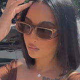Double Circle Narrow Frame Square Sun Glasses