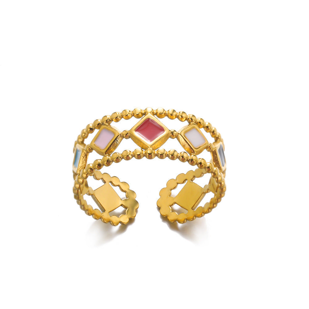 Simple Stainless Steel Hollow Sun Dripping Ring