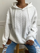 Women's Fashion Twist Pocket Hooded Top Sweater