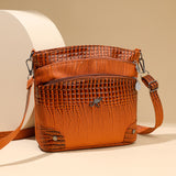 Crocodile Pattern Shoulder Bag Casual Multi-layer Vintage Crossbody Women's Bag