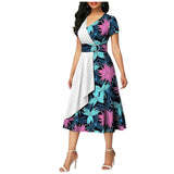 African Batik Double-sided Printed Short-sleeved Women's Cotton Dress