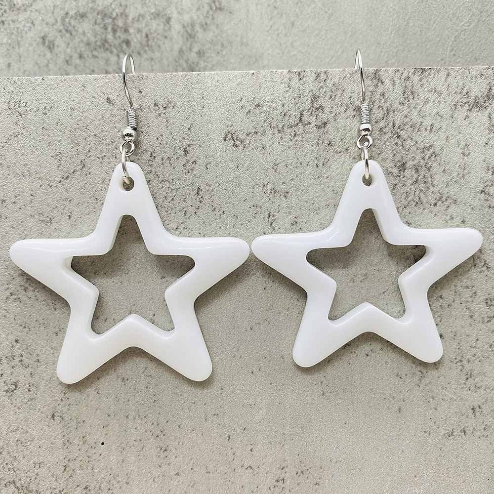 European And American Bright Hollow Color Five-pointed Star Acrylic Earrings