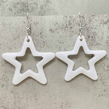 European And American Bright Hollow Color Five-pointed Star Acrylic Earrings