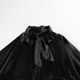 Fashion Bowknot Lace-up Long Sleeve Loose Shirt