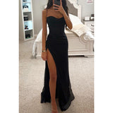 Sexy Split Suspender Dress Fashion Evening Party Slim V-neck Long Dresses Summer Clothing For Women