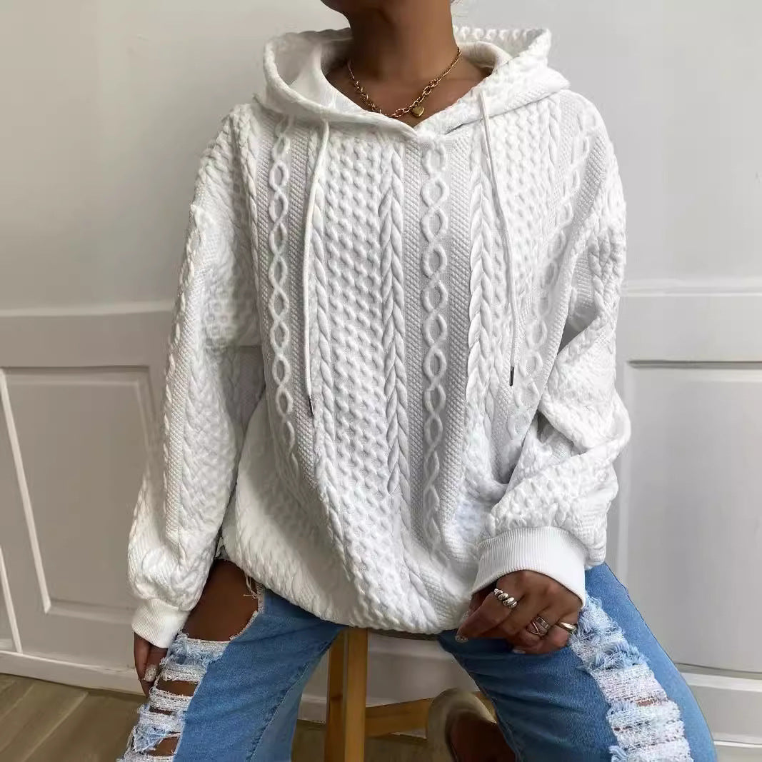 Women's Fashion Twist Pocket Hooded Top Sweater