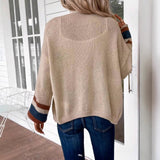 Patchwork Loose Sweater Cardigan Knit Casual Coat