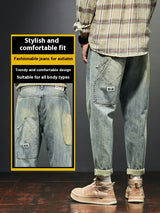 Stretch Retro Yellow Mud Jeans Men Fashion Brands Loose Casual Trousers