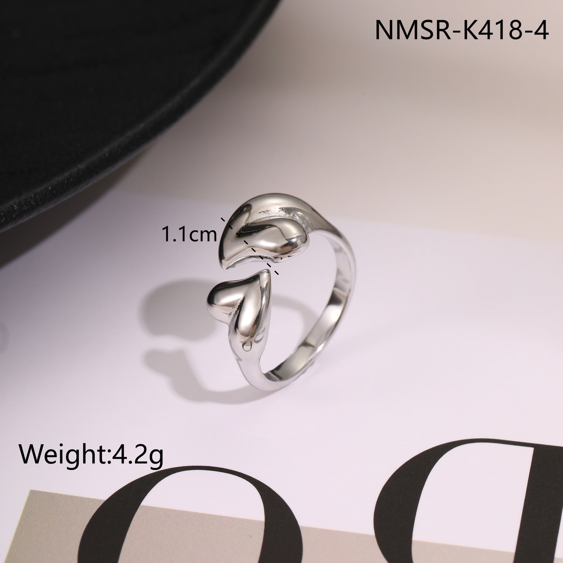 Geometric Design Stainless Steel Open Titanium Steel Ring