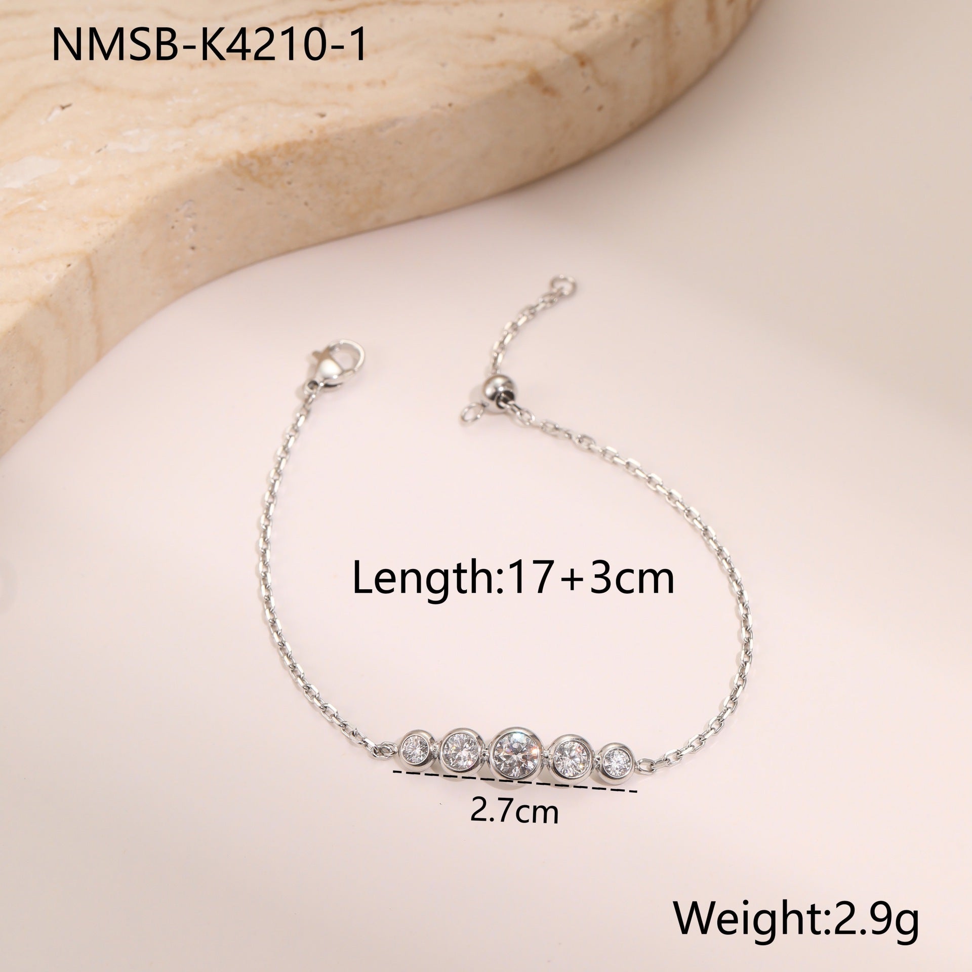 European And American Fashion Love Small Diamond Round Diamond Zircon Bracelet Gold Plated Stainless Steel