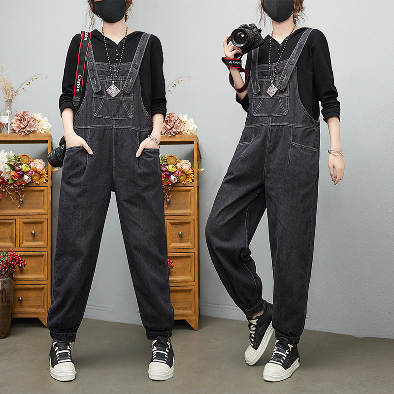 Loose Solid Color Large Size Jean Suspenders