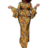 African Ethnic Women's Cerecloth Long Dress Suit