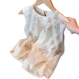 Women's Retro Embroidered Linen Sleeveless Round Neck Vest