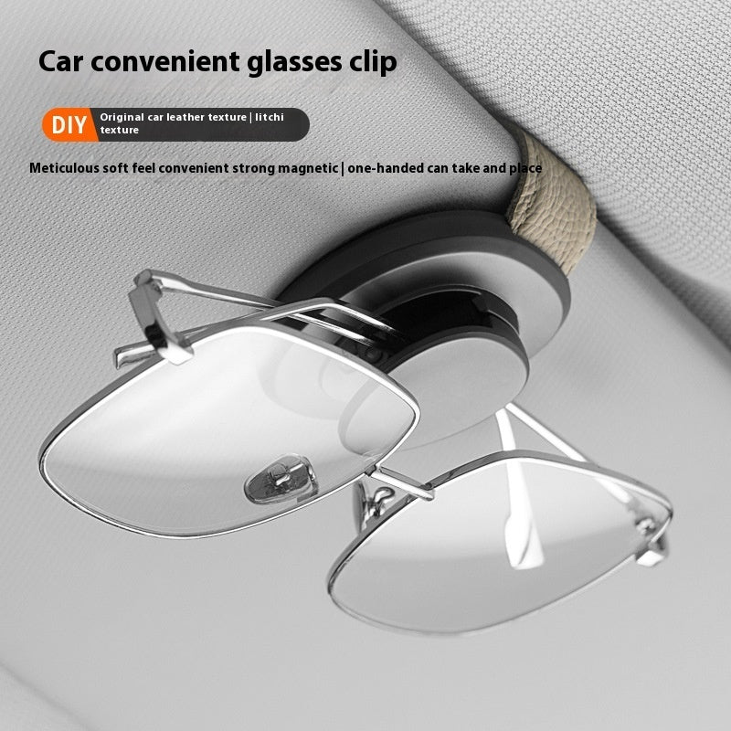 Sun Visor Storage Multifunctional Leather Car Glasses Clip