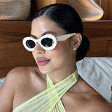 European And American Retro Oval Small Frame Sun Glasses