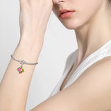 Rose Light Crystal Silver S925 Bow Pendant Necklace Bracelet Accessories For Women
