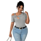 Simple Twist Design Irregular Short T-shirt