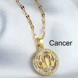 Golden Twelve Constellation Pendant Necklace INS Style