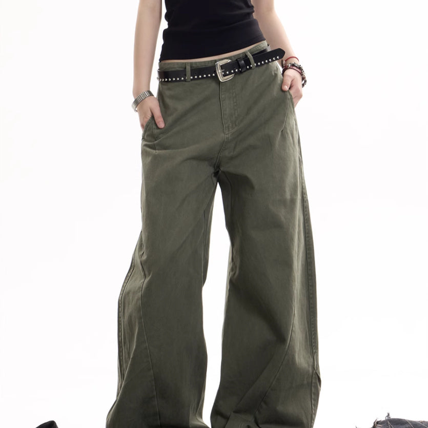 Retro Washed Deconstruction Machete Overalls Women's Loose Straight All-matching Wide Leg