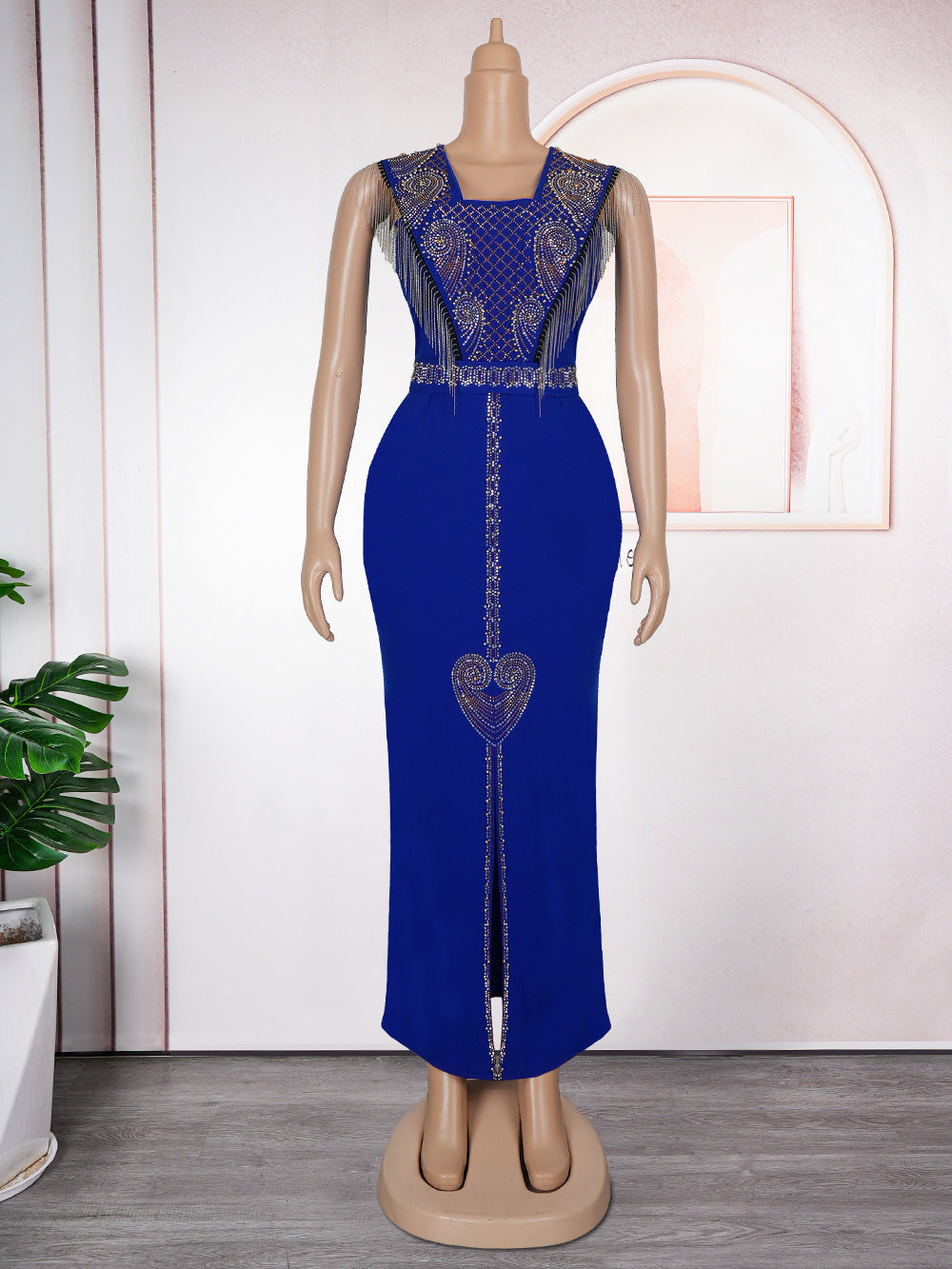 Fashion V-neck Dress African Plus Size Hip Bag