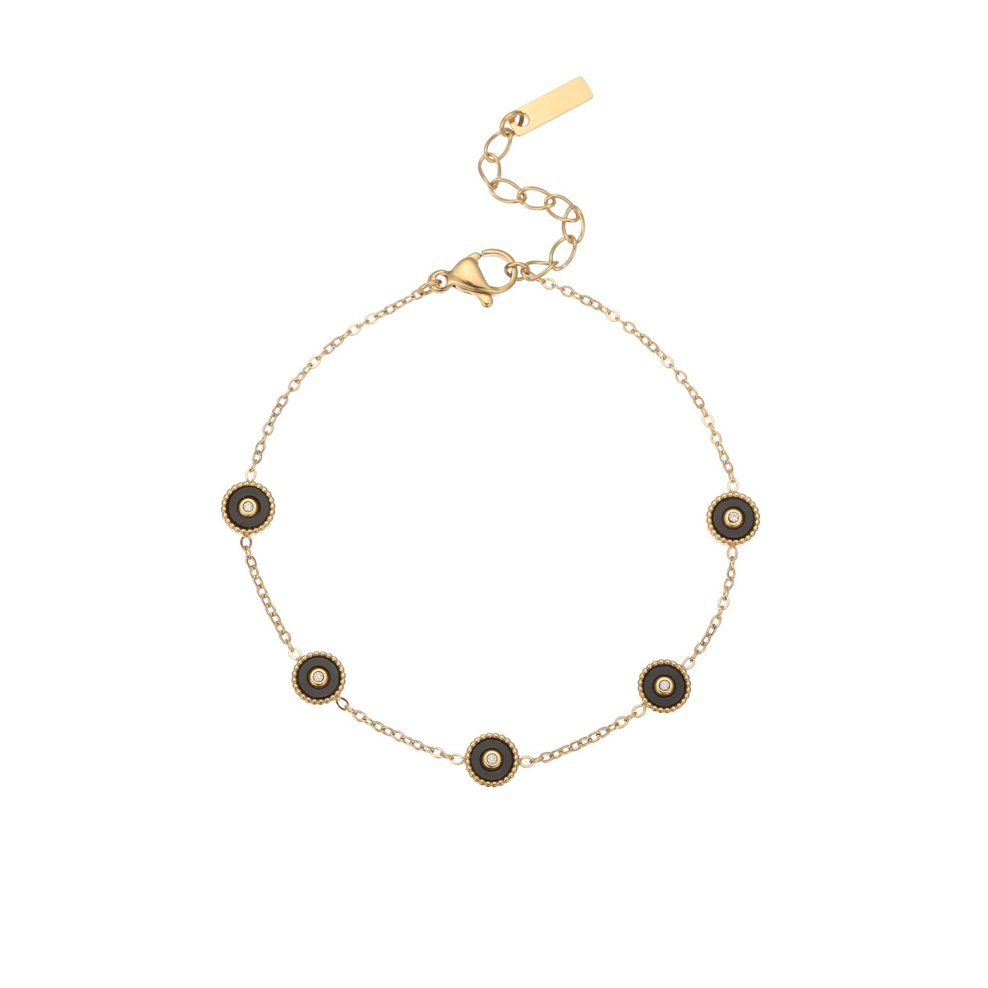 European And American Fashion Love Small Diamond Round Diamond Zircon Bracelet Gold Plated Stainless Steel